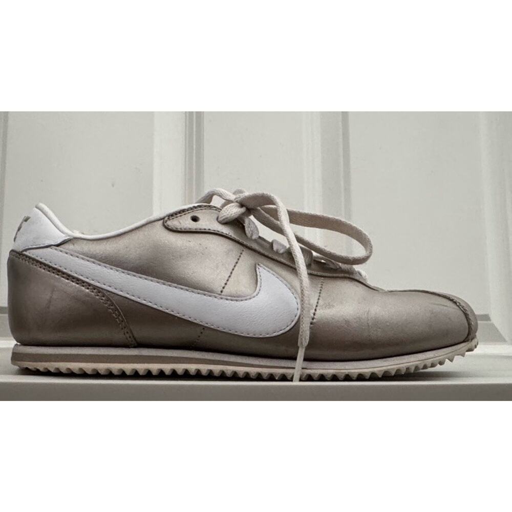 Vintage Nike Cortez Metallic Champagne Gold Leather Sneakers Y2K Women’s 8 - Picture 2 of 16